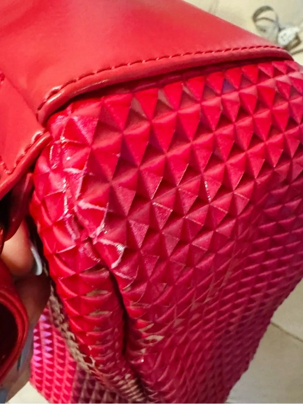 Nicki Minaj JOY Pink Metallic Studded Backpack Hot Pink Faux Leather
